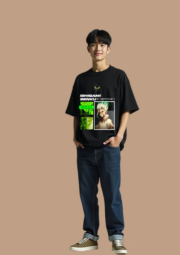 Black_Dr._Stone_Ishigami_Senku_Edition_Cotton_Premium_&_Elegant_Oversize_T-Shirt_For_Unisex
