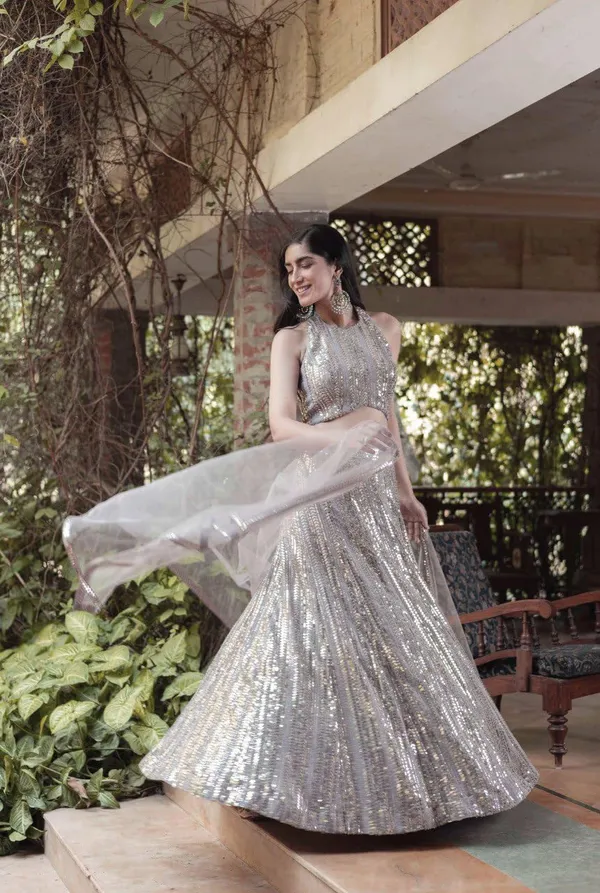Grey_Faux_Georgette_Bridal_Semi-Stitched_Lehenga_Choli_With_Dupatta_Set_For_Women