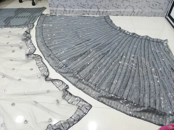Grey_Faux_Georgette_Bridal_Semi-Stitched_Lehenga_Choli_With_Dupatta_Set_For_Women