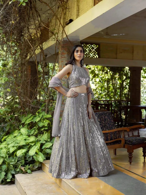Grey_Faux_Georgette_Bridal_Semi-Stitched_Lehenga_Choli_With_Dupatta_Set_For_Women