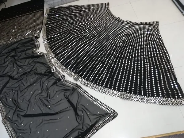Black_Bridal_Semi-Stitched_Lehenga_Choli_With_Dupatta_Set_For_Women