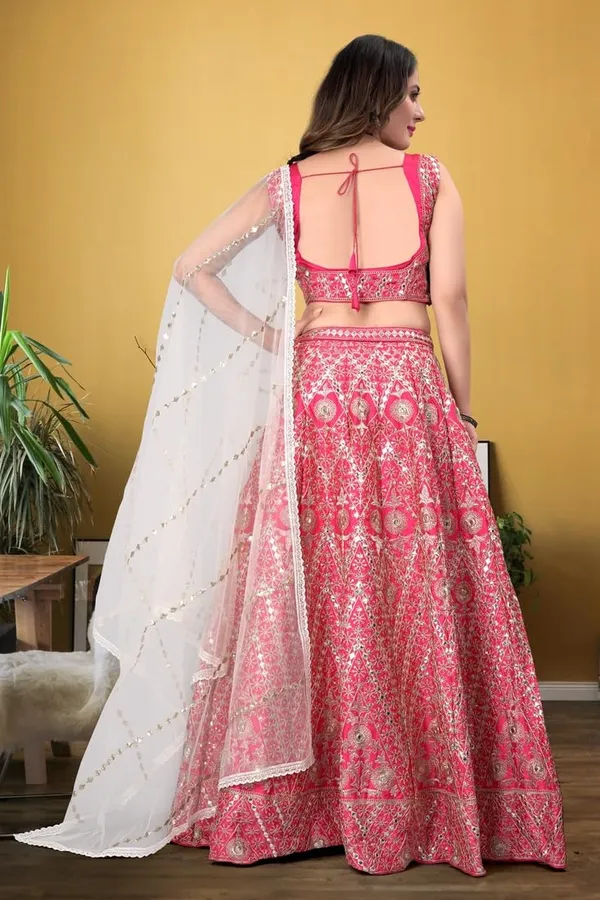 Pink_Bridal_Semi-Stitched_Lehenga_Choli_With_Dupatta_Set_For_Women