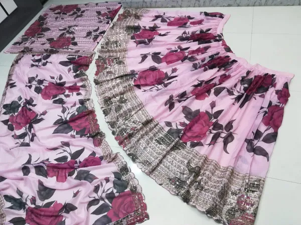 Organza_Pink_Bridal_Semi-Stitched_Semi-Stitched_Lehenga_Choli_With_Dupatta_Set_For_Women