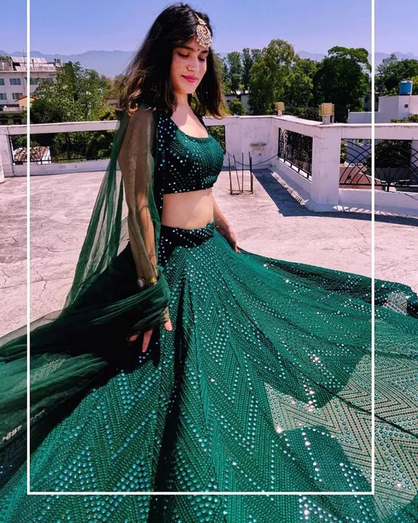 Green_Georgette_Semi-Stitched_Lehenga_Choli_With_Dupatta_Set_For_Women