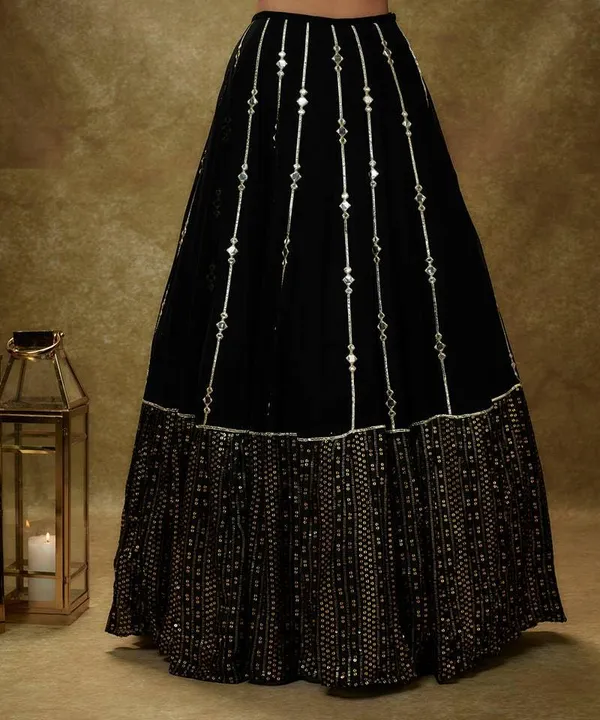 Black_Faux_Georgette_Semi-Stitched_Lehenga_Choli_With_Dupatta_Set_For_Women