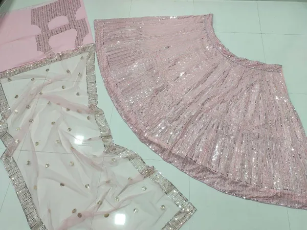Light_Pink_Faux_Georgette_Bridal_Semi-Stitched_Lehenga_Choli_With_Dupatta_Set_For_Women