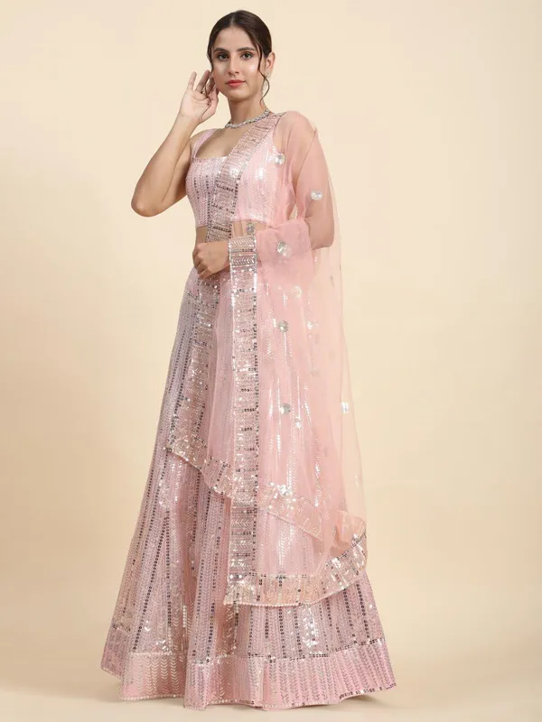 Light_Pink_Faux_Georgette_Bridal_Semi-Stitched_Lehenga_Choli_With_Dupatta_Set_For_Women
