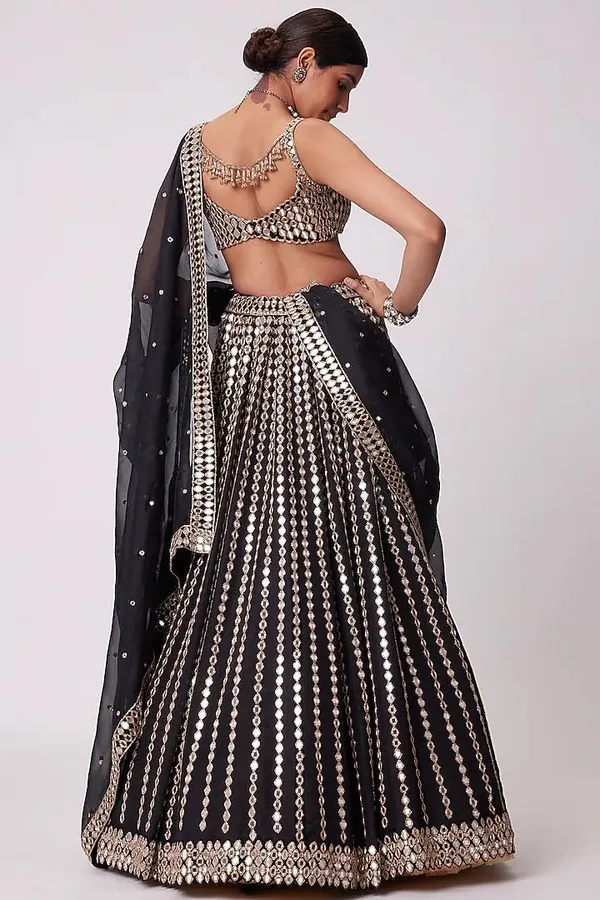 Black_Faux_Georgette_Bridal_Semi-Stitched_Lehenga_Choli_With_Dupatta_Set_For_Women