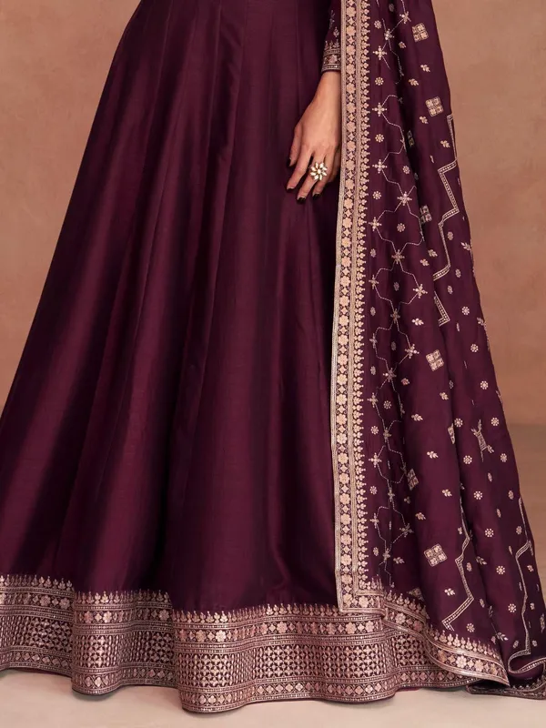 Wine_Anarkali_Gown_With_Heavy_Embroidery_and_Dupatta_Set_For_Women__|_Sizes_Upto_3XL