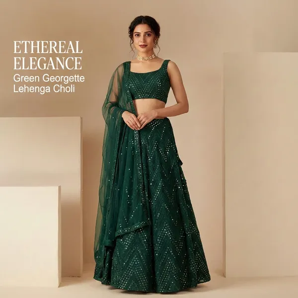 Green_Georgette_Semi-Stitched_Lehenga_Choli_With_Dupatta_Set_For_Women