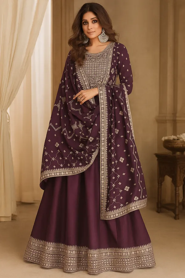 Wine_Anarkali_Gown_With_Heavy_Embroidery_and_Dupatta_Set_For_Women__|_Sizes_Upto_3XL
