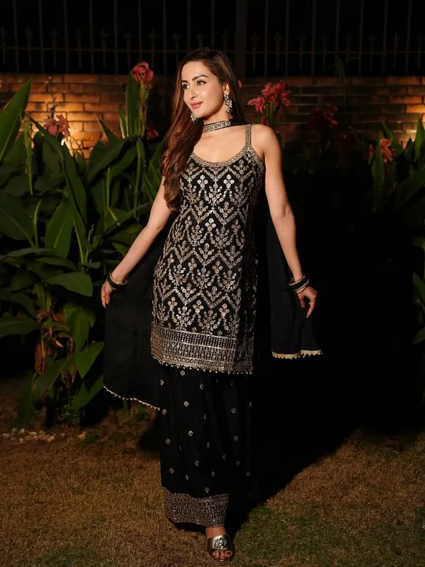 Black_Kurti_Sharara_Suit_With_Dupatta_Set_For_Women