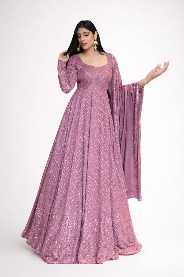 Light_Purple_Georgette_Designer_Anarkali_Gown_With_Dupatta_Set_For_Women