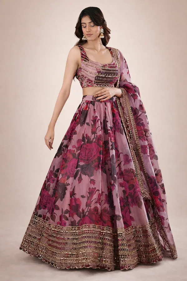 Organza_Pink_Bridal_Semi-Stitched_Semi-Stitched_Lehenga_Choli_With_Dupatta_Set_For_Women