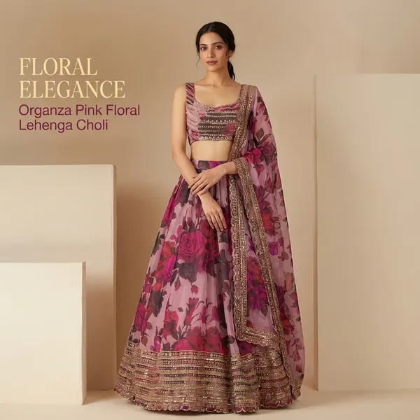 Organza_Pink_Bridal_Semi-Stitched_Semi-Stitched_Lehenga_Choli_With_Dupatta_Set_For_Women