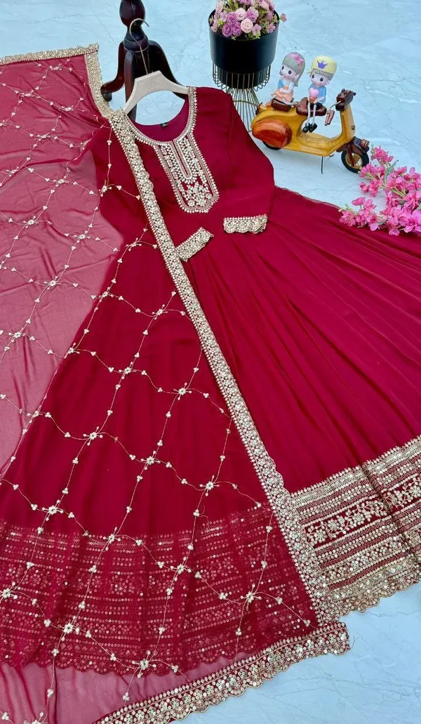 Red_Traditional_Anarkali_Gown_With_Dupatta_|_Embroidered_Details_Long_Sleeves_|_Upto_3XL