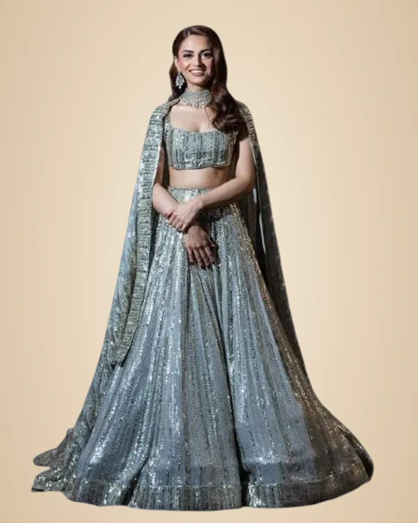 Grey_Faux_Georgette_Bridal_Semi-Stitched_Lehenga_Choli_With_Dupatta_Set_For_Women