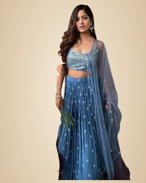 Blue_Georgette_Fabric_Semi-Stitched_Lehenga_Choli_With_Duptta_Set_For_Women