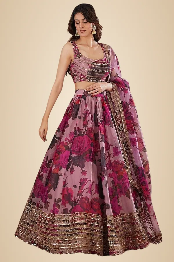 Organza_Pink_Bridal_Semi-Stitched_Semi-Stitched_Lehenga_Choli_With_Dupatta_Set_For_Women