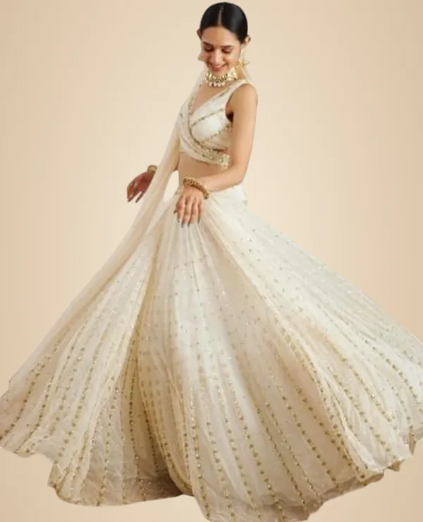 Off_White_Faux_Georgette_Semi-Stitched_Lehenga_Choli_With_Dupatta_Set_For_Women