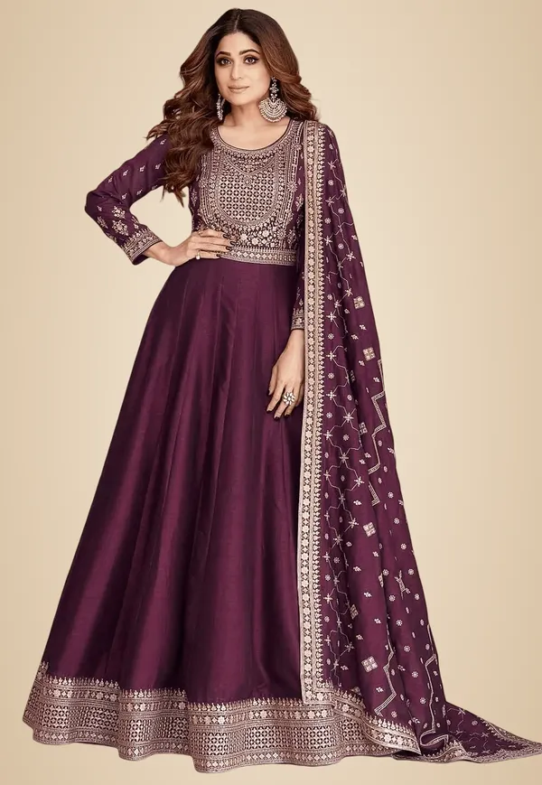 Wine_Anarkali_Gown_With_Heavy_Embroidery_and_Dupatta_Set_For_Women__|_Sizes_Upto_3XL