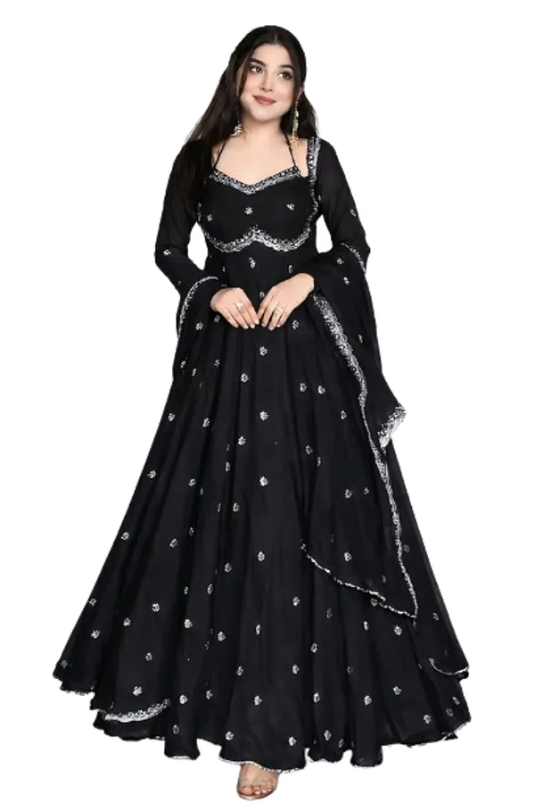 Black_color_Anarkali_Gown_With_Dupatta_Set_For_Women