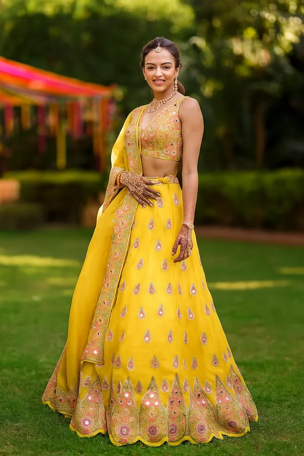 Yellow_Faux_Georgette_Bridal_Semi-Stitched_Lehenga_Choli_With_Dupatta_Set_For_Women