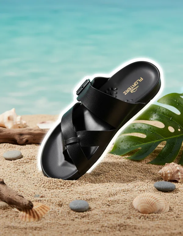 Floaterz_Black_Leather_Chappal_For_Men