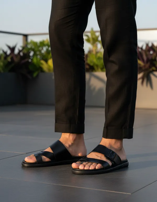 Floaterz_Black_Leather_Chappal_For_Men