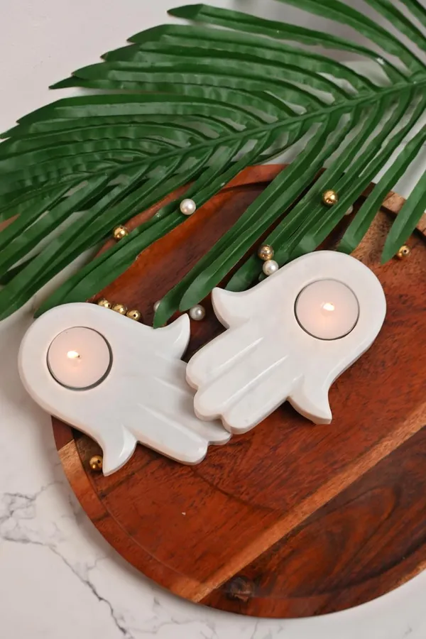 White_Handcrafted_Marble_Hand_Shape_Tea_Light_Candle_Holder_For_Home_Decor_And_Candle_Light_Dinner_I_Decorative_Home_Accent_For_Spiritual_And_Modern_Decor_Festive_Gifting_I_Corporate_Gift