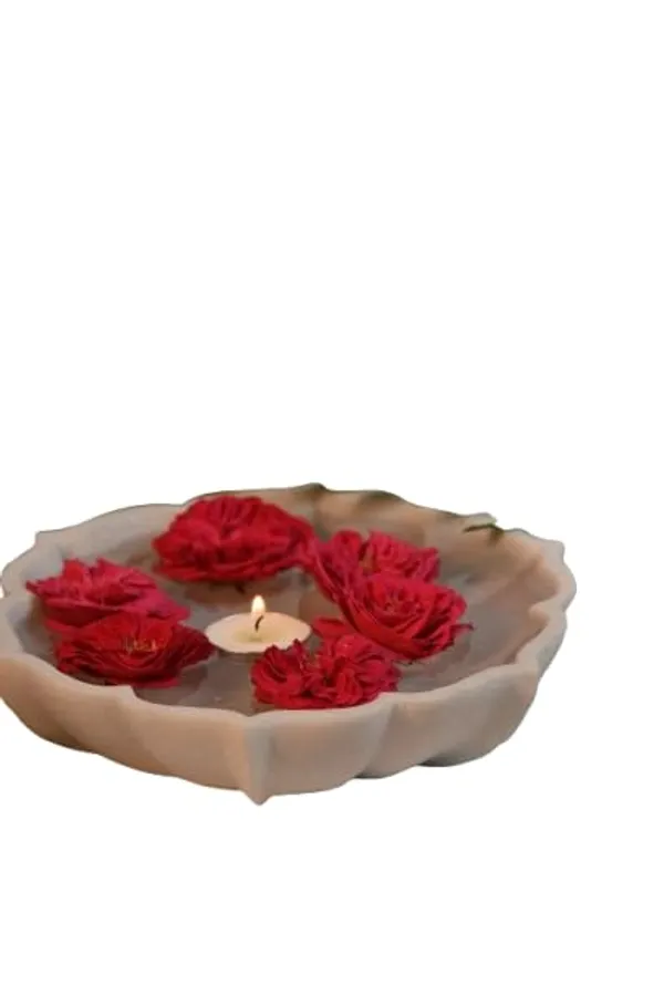 White_Decorative_Marble_Lotus_Bowl_Handcrafted_Floral_Centerpiece_For_Home,_Weddings_&_Festive_Decor,_8_Inch_Uruli