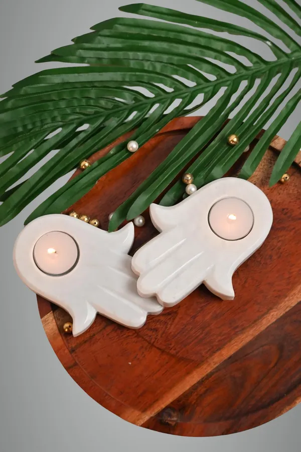 White_Handcrafted_Marble_Hand_Shape_Tea_Light_Candle_Holder_For_Home_Decor_And_Candle_Light_Dinner_I_Decorative_Home_Accent_For_Spiritual_And_Modern_Decor_Festive_Gifting_I_Corporate_Gift
