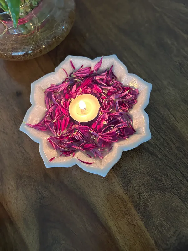 White_Decorative_Marble_Lotus_Bowl_Handcrafted_Floral_Centerpiece_For_Home,_Weddings_&_Festive_Decor,_8_Inch_Uruli