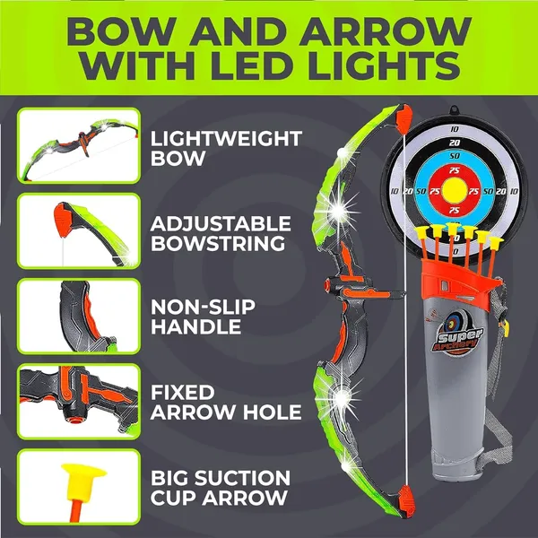 Multicolor_Kids_Bow_And_Arrow_Set,_Led_Light_Up_Archery_Toy_Set,3_Suction_Cup_Arrows,_Target_&_Quiver,_Indoor_And_Outdoor_Kids_Toys_For_Children_Boys_Girls,_Christmas,Birthday_Gifts_For_Kids