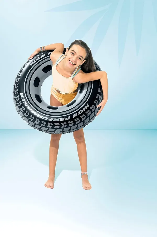 Multicolor_36-Inch_Inflatable_Gaint_Tire_Tube_Swim_Ring_Heavy-Duty,_Realistic_Tire_Design_Pool_Float_For_Kids_&_Adults_Perfect_For_Swimming,_Lounging,_And_Summer_Fun