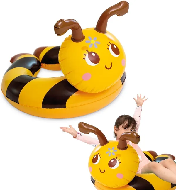 Multicolor_Cute_Bee_Inflatable_Swim_Ring_For_Kids_Baby_&_Toddler_Pool_Float_With_Safety_Seat_Summer_Water_Fun,_21.6_X_23_Durable_Floatie