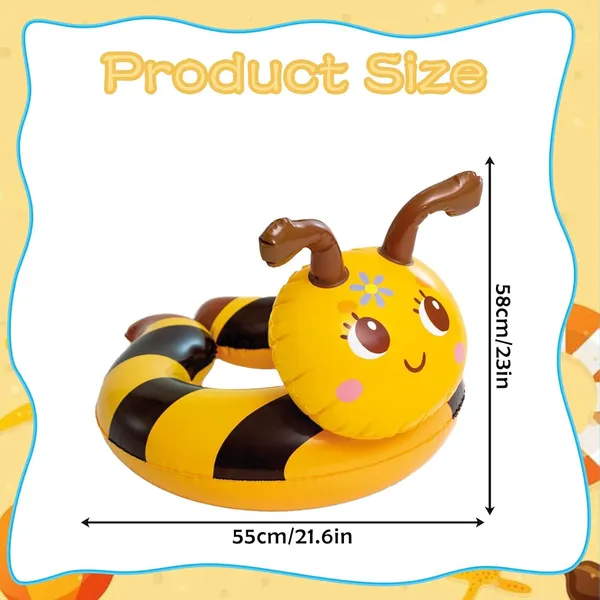 Multicolor_Cute_Bee_Inflatable_Swim_Ring_For_Kids_Baby_&_Toddler_Pool_Float_With_Safety_Seat_Summer_Water_Fun,_21.6_X_23_Durable_Floatie