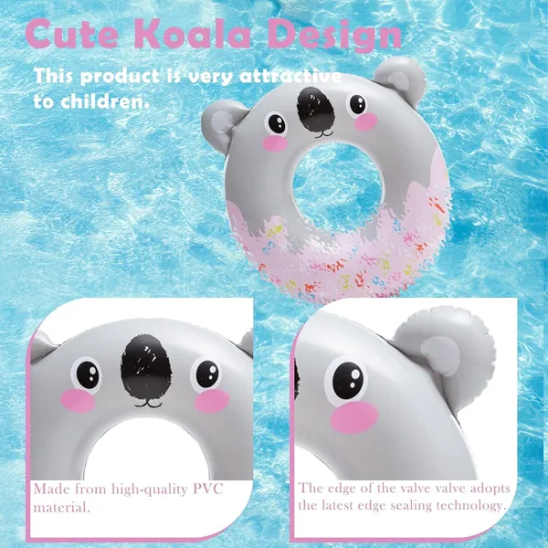 Multicolor_Cute_Koala_Inflatable_Swim_Ring_Durable_Pool_Float_For_Kids_&_Adults_Fun_Donut-Style_Design_With_Sprinkles_Perfect_For_Beach_&_Summer_Water_Fun