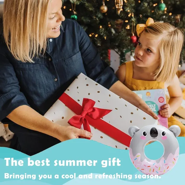 Multicolor_Cute_Koala_Inflatable_Swim_Ring_Durable_Pool_Float_For_Kids_&_Adults_Fun_Donut-Style_Design_With_Sprinkles_Perfect_For_Beach_&_Summer_Water_Fun