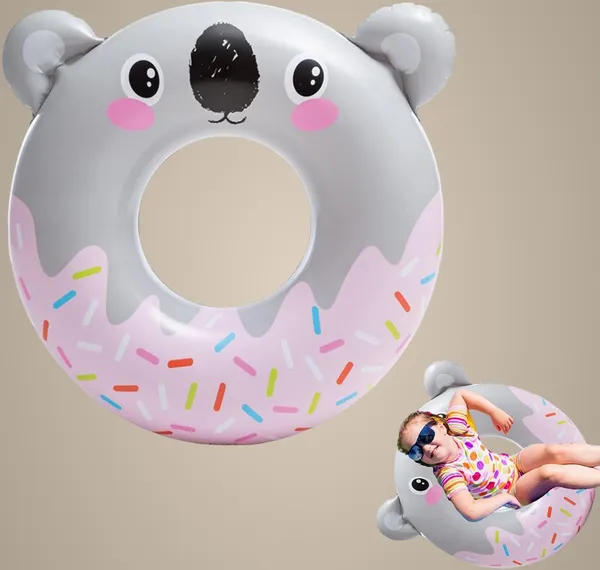 Multicolor_Cute_Koala_Inflatable_Swim_Ring_Durable_Pool_Float_For_Kids_&_Adults_Fun_Donut-Style_Design_With_Sprinkles_Perfect_For_Beach_&_Summer_Water_Fun