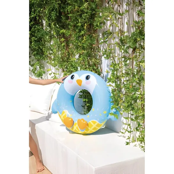 Multicolor_Cute_Penguin_Inflatable_Swim_Ring_Durable_Pool_Float_For_Kids_Adorable_Ice_Cream_Cone_Design_Fun_Summer_Water_Toy_For_Beach_&_Pool