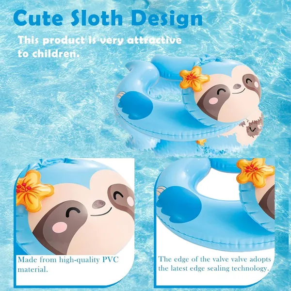 Multicolor_Cute_Sloth_Inflatable_Swim_Ring_For_Kids_Toddler_&_Baby_Pool_Float_With_Safety_Seat_Adorable_Water_Floatie,_21.6_X_23_Durable_&_Fun_Summer_Toy