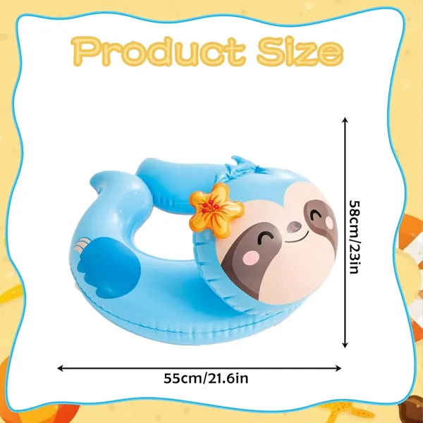 Multicolor_Cute_Sloth_Inflatable_Swim_Ring_For_Kids_Toddler_&_Baby_Pool_Float_With_Safety_Seat_Adorable_Water_Floatie,_21.6_X_23_Durable_&_Fun_Summer_Toy