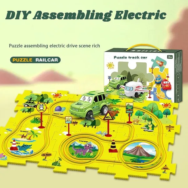 Multicolor_Diy_Assembling_Electric_Trolley,_2023_New_Upgrade_Toddler_Puzzle_Track_Play_Set_Vehicles,_Battery-Operated_Toy_Vehicle_&_Puzzle_Board,_Railcar_Building_Toys_For_Kids_Ages_3+_Dinasour_5Pcs