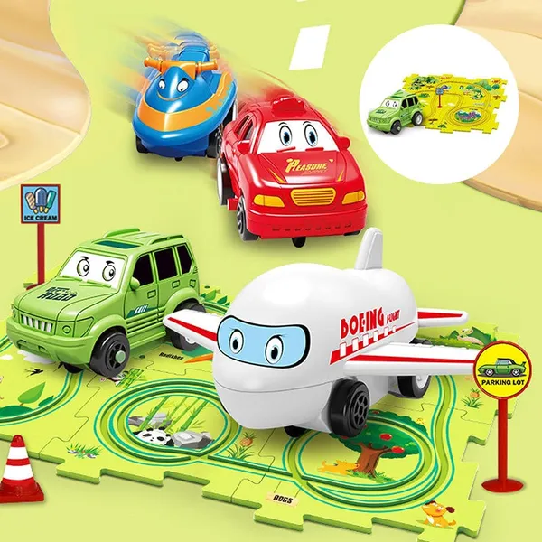Multicolor_Diy_Assembling_Electric_Trolley,_2023_New_Upgrade_Toddler_Puzzle_Track_Play_Set_Vehicles,_Battery-Operated_Toy_Vehicle_&_Puzzle_Board,_Railcar_Building_Toys_For_Kids_Ages_3+_Dinasour_5Pcs