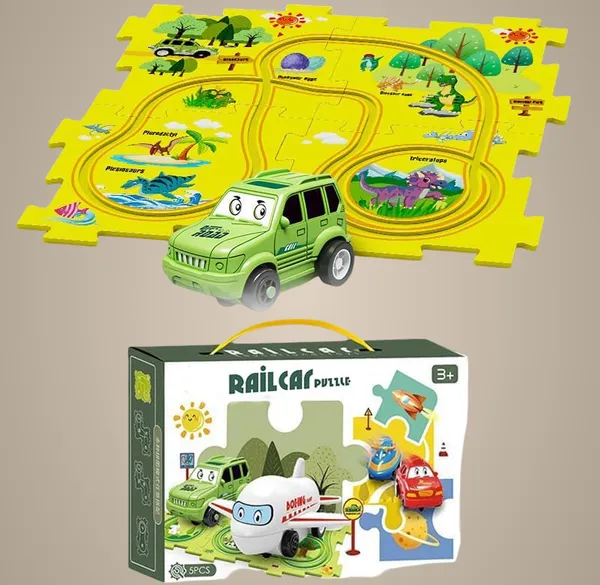 Multicolor_Diy_Assembling_Electric_Trolley,_2023_New_Upgrade_Toddler_Puzzle_Track_Play_Set_Vehicles,_Battery-Operated_Toy_Vehicle_&_Puzzle_Board,_Railcar_Building_Toys_For_Kids_Ages_3+_Dinasour_5Pcs