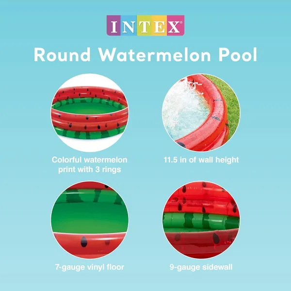 Red_Intex_Intex_Watermelon_Pool_66"_Round_Kids_Swimming_Wading_Pool