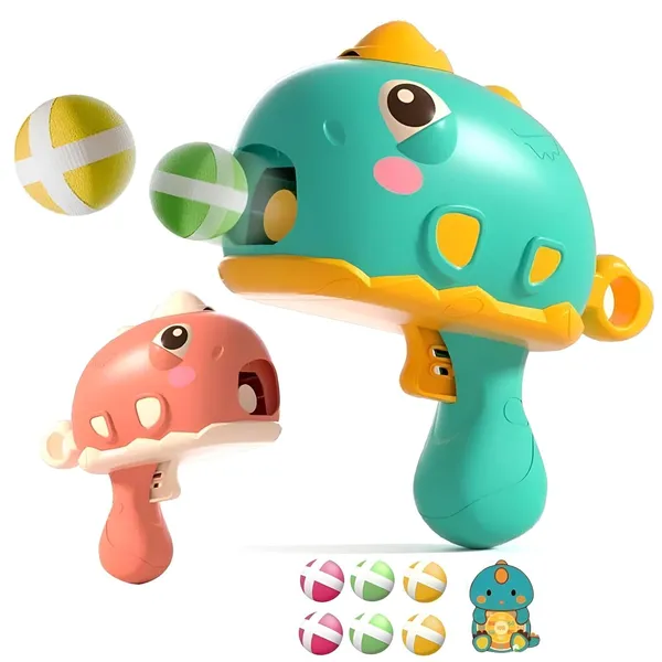 Dino_Orange_Interactive_Dinosaur-Themed_Sticky_Foam_Ball_Blaster_Gun_Toy_Set_|_Kids_Fun_Shooting_Game_With_Soft_Foam_Balls_|_Includes_Cute_Dino_Design_&_Colorful_Balls_-_Dino_Orange_Color