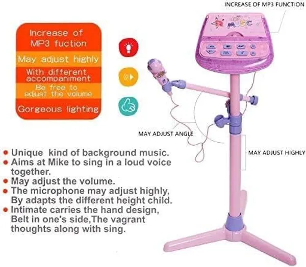 Pink_Kids_Karaoke_Microphone_Musical_Toy_|_Pink_|_Adjustable_Stand_|_External_Music_Function_|_Flashing_Lights_|_Ages_3_And_Above