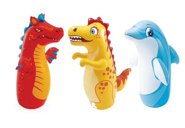 Multicolor_Intex_44669Np_Inflatable_Pvc_Hit_Me_3D_Bop_Bags_(Shark,_Penguin,_Tiger)